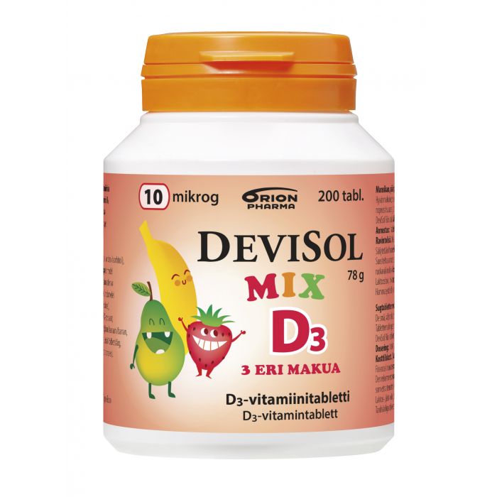 Devisol Mix 10 Mikrog 200 Tabl Imeskelytabletti - Lasten D-vitamiinit ...