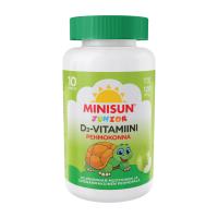 Minisun D-vitamiini Pehmokonna Junior omena 10 mikrog 120 kpl pureskeltava pehmytpala