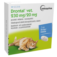 Drontal vet. 230 mg / 20 mg 2 fol tabletti, kalvopäällysteinen
