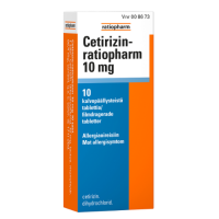 CETIRIZIN-RATIOPHARM 10 mg 10 fol tabletti, kalvopäällysteinen