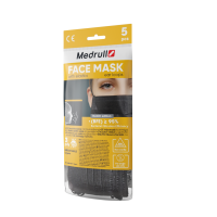 Medrull Face Mask kirurginen kasvonsuoja 3krs musta väri 5 kpl