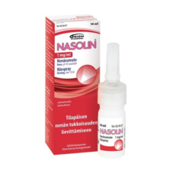 Nasolin 1 mg/ml 10 ml nenäsumute, liuos säilytysaineeton